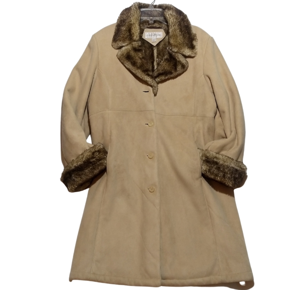 Jones New York Tan Faux Shearling Women's L